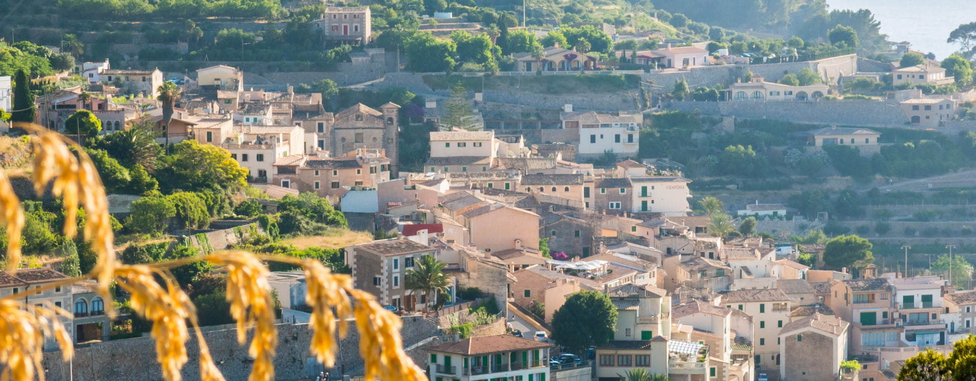 Panoramic view of the village of Banyalbufar in Majorca