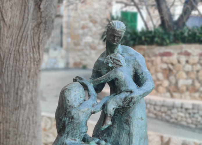 Image of one of the fountain statues located in the centre of Banyalbufar, Mallorca.