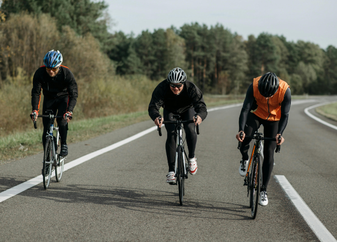 Group of cyclists on the road