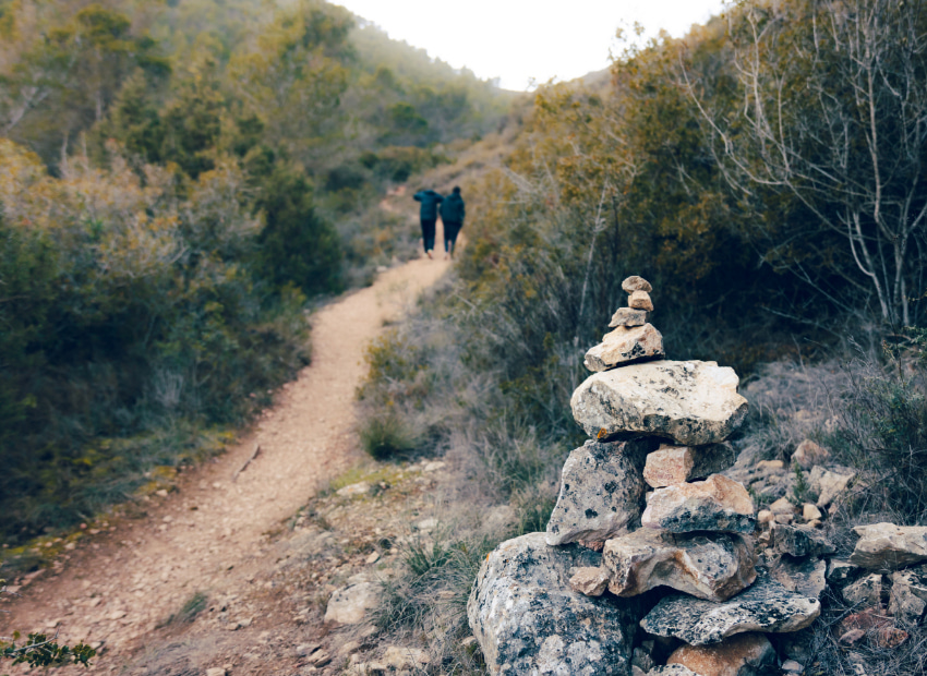 Hikers on a mountain path