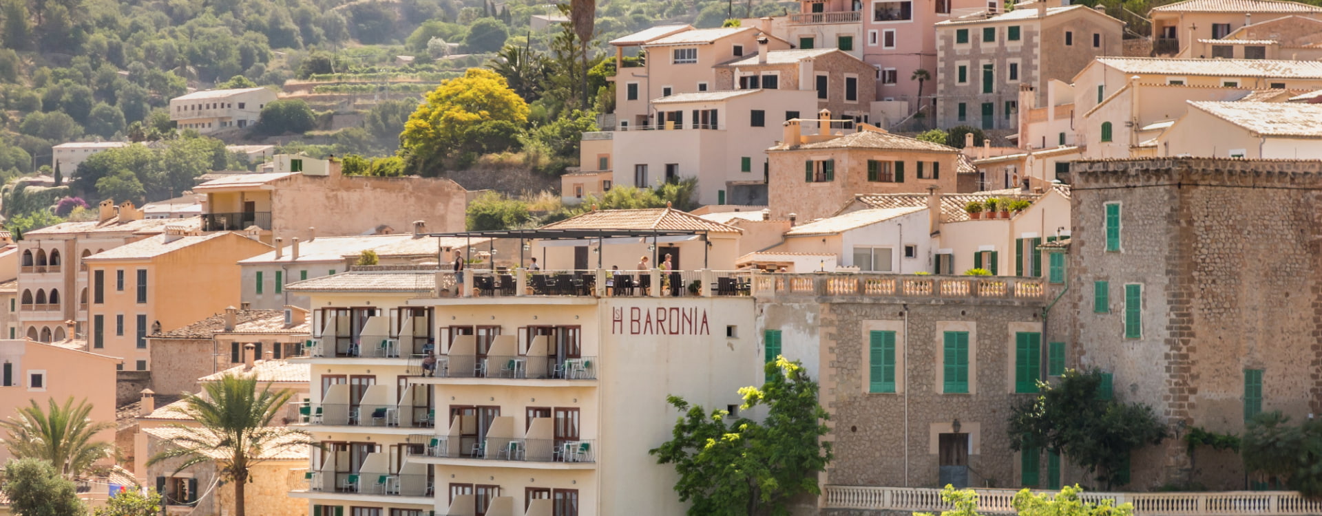 Panoramic view of Hostal Sa Baronia, in Banyalbufar