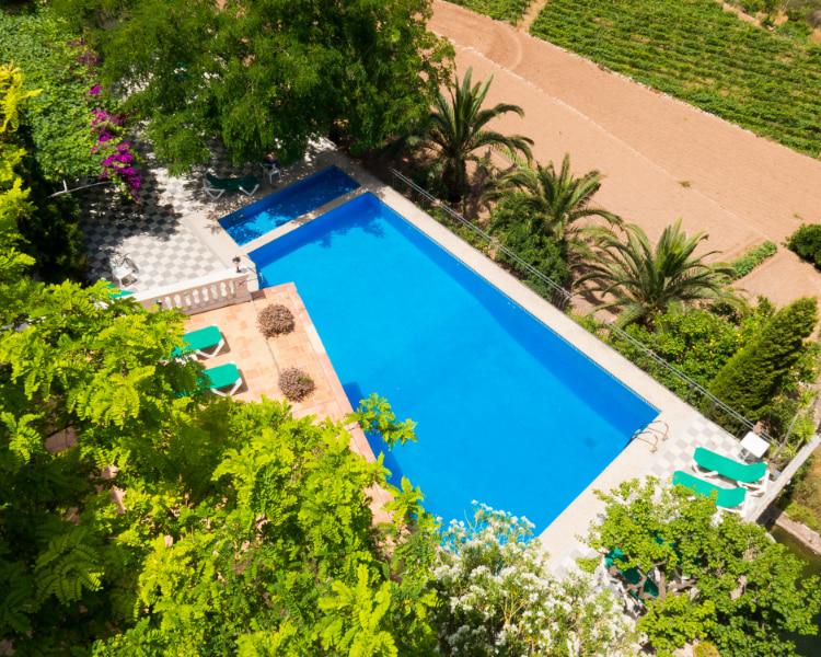 Swimming pool of Sa Baronia seen from above